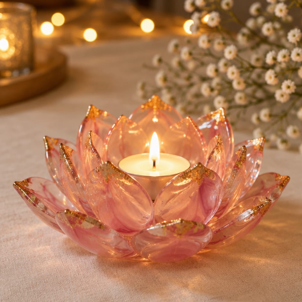 Resin lotus tea-light holder