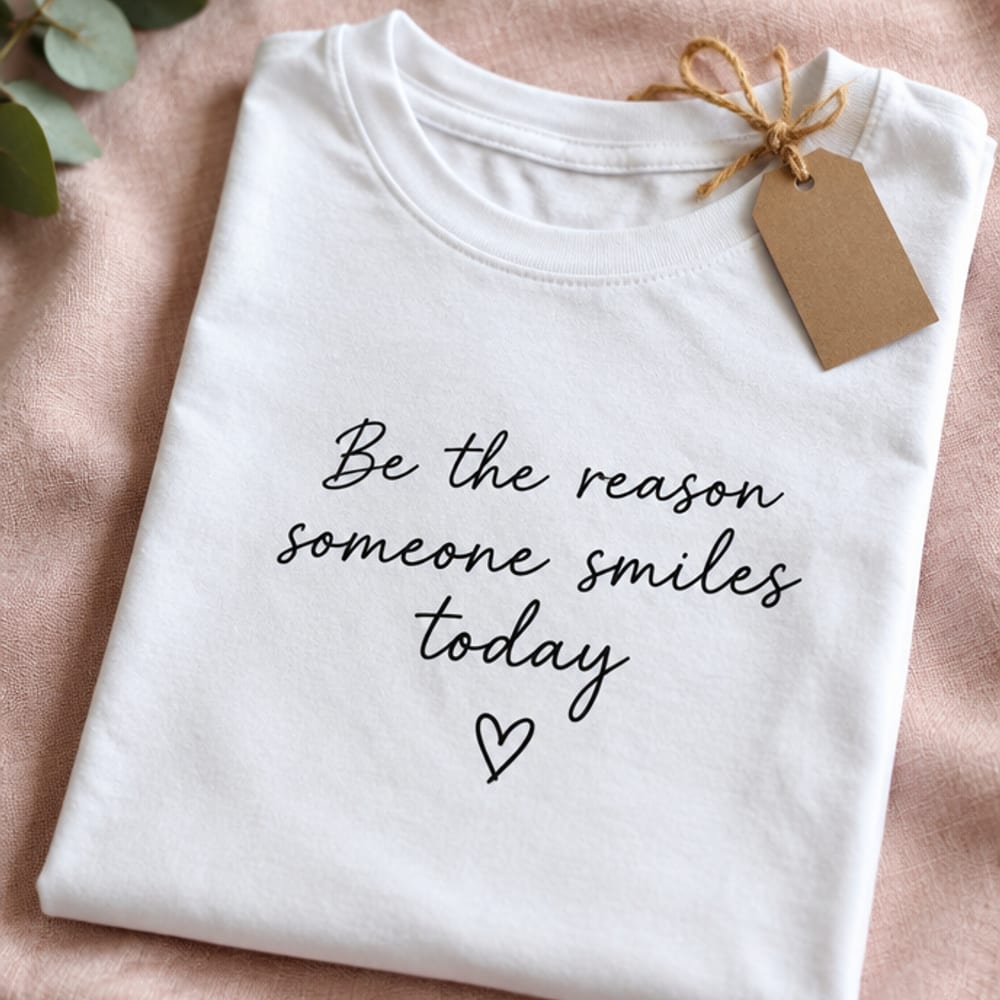 White t-shirt with a quote